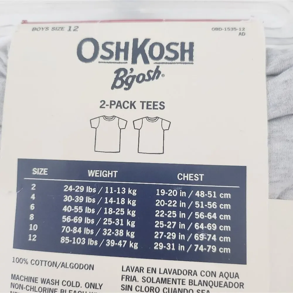 12 New Osh Kosh B'gosh Two Pack Cotton Tees